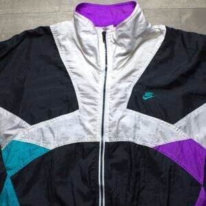 VINTAGE Nike Women Jacket L International Retro Windbreaker Logo 90s